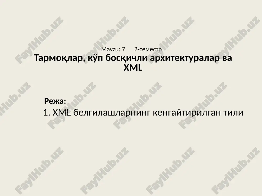 xml belgilar — PPTX