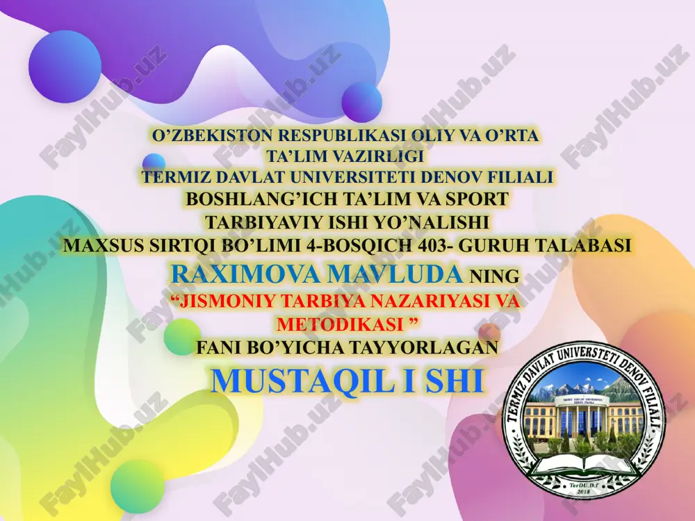 jismoniy tarbiya bo‘yicha maktab darsliklarini tahlil qilish — PPTX