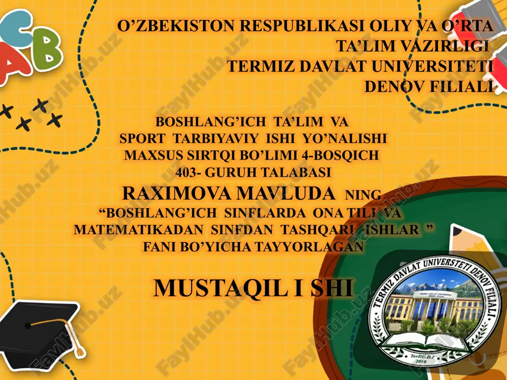 sinfdan tashqari ta'lim — PPTX