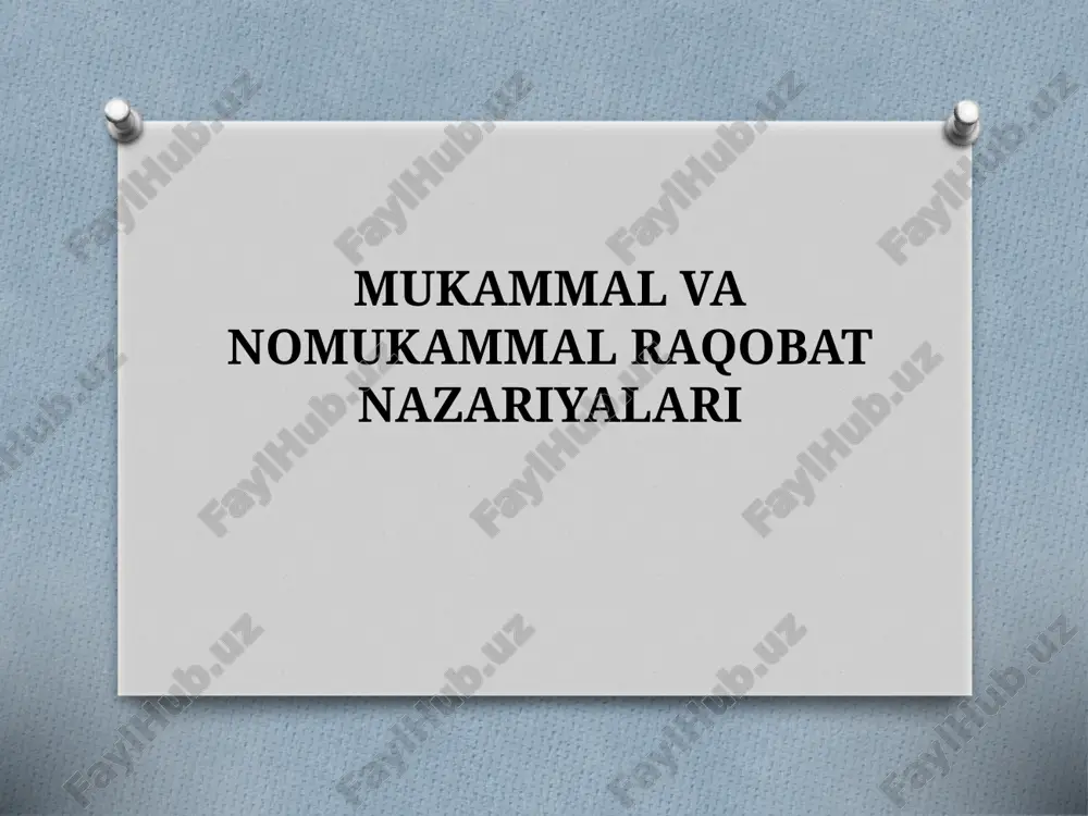 mukammal va nomukammal raqobat nazariyasi — PPTX