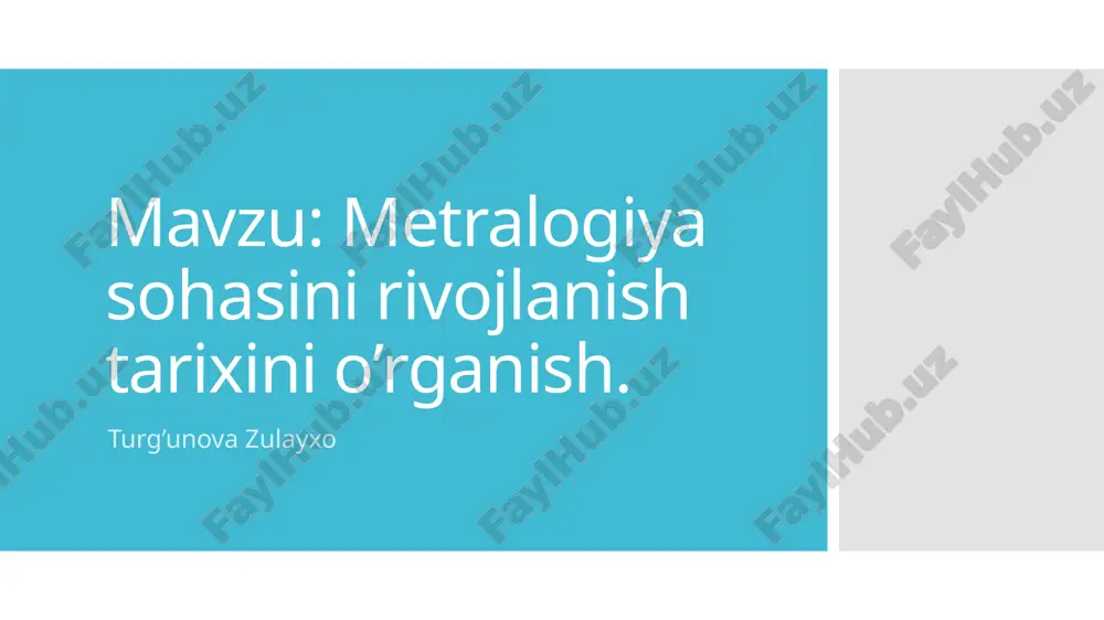 metralogiya sohasi rivojlanish tarixi — PPTX