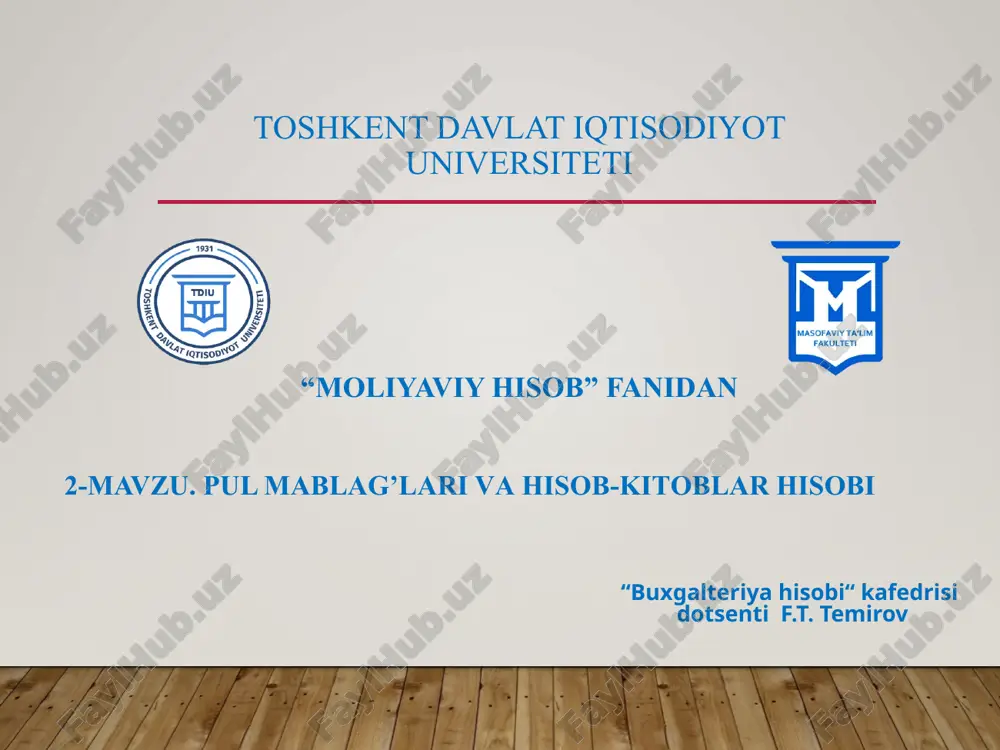 pul mablag‘lari va ekvivalentlari hisobi — PPTX
