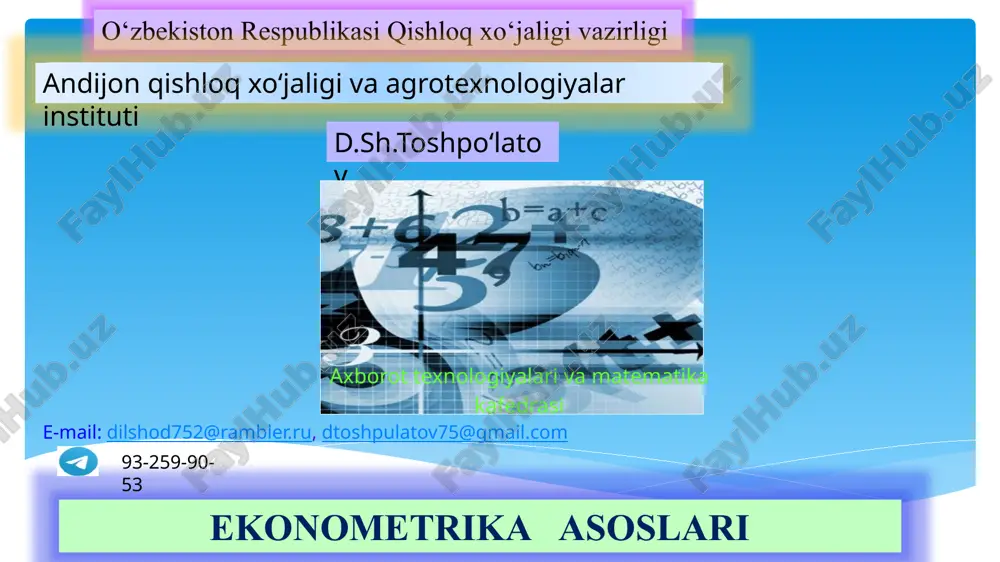 ekonometrika asoslari — PPTX