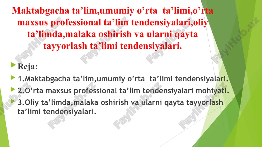 ta'lim tendensiyalari — PPT