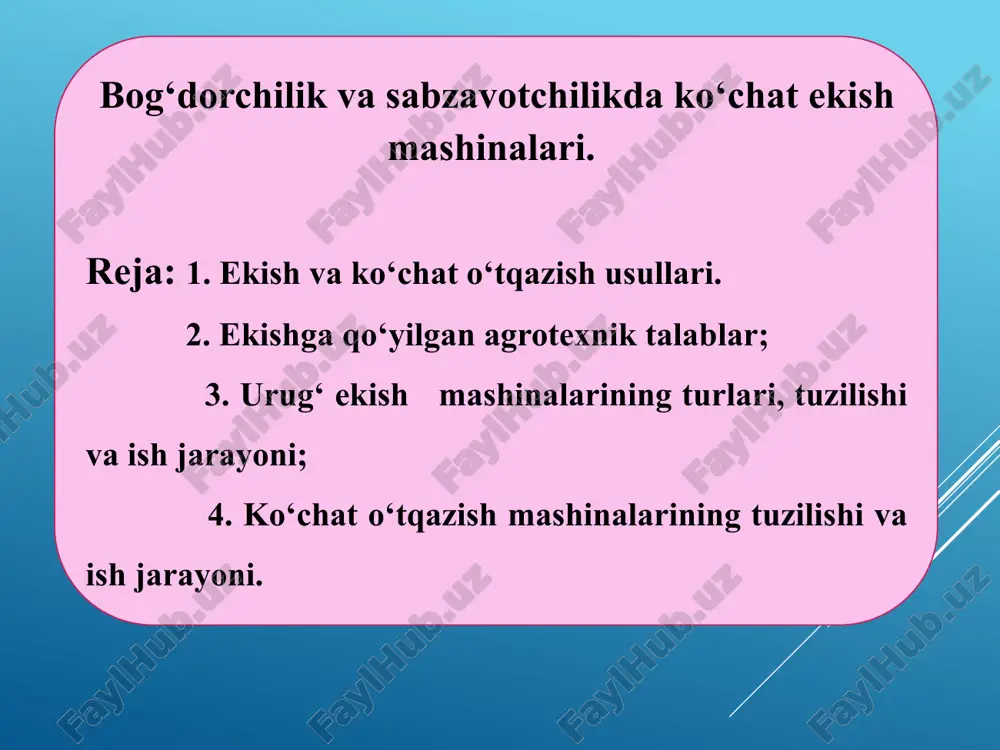 bog‘dorchilik va sabzavotchilikda ko‘cha tekish mashinalari — PPTX