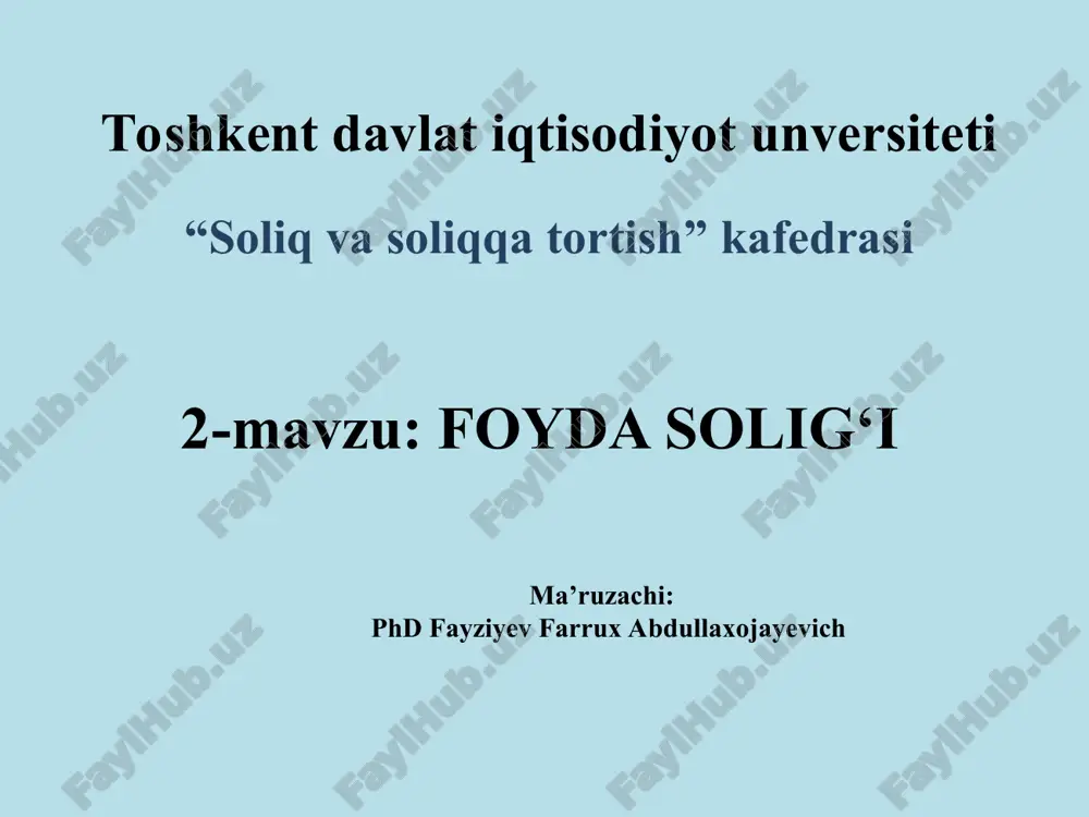 foyda solig‘i — PPT