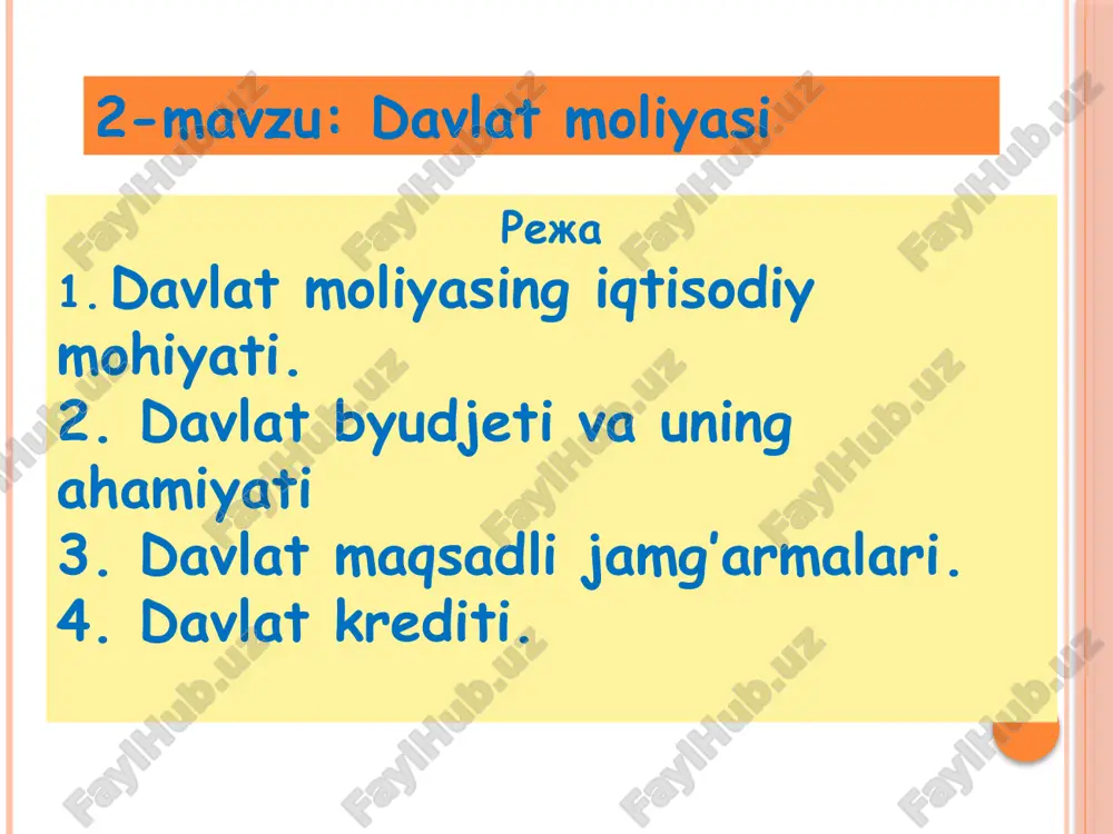 davlat moliyasi — PPTX