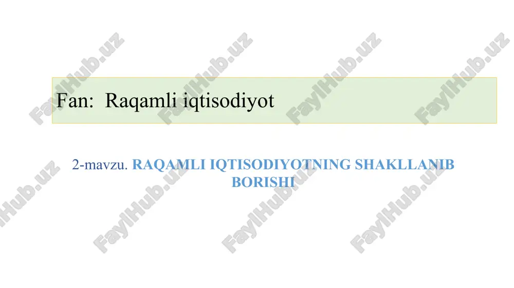 raqamli iqtisodiyot — PPTX