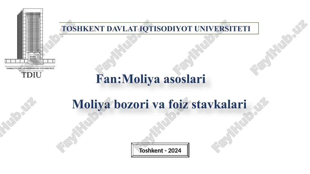 moliyabozorivafoiz stavkalari — PPTX