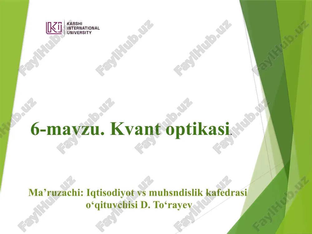 kvantoptikasi — PPTX