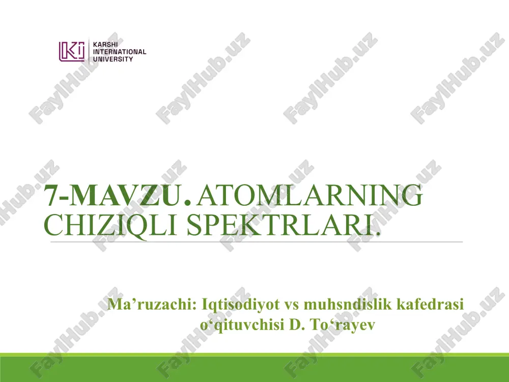 atomlarning chiziq spektralari — PPT