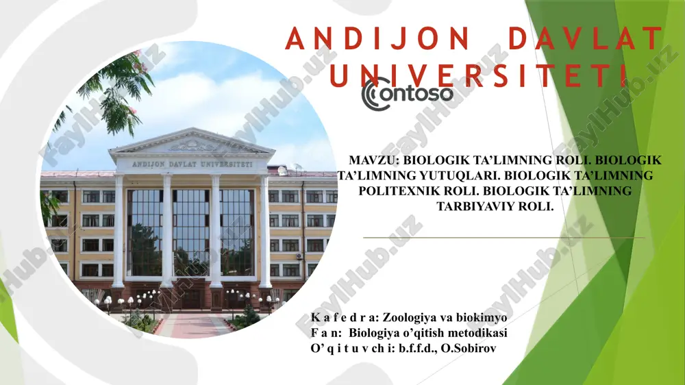 biologiya o'qitish metodikasi — PPTX