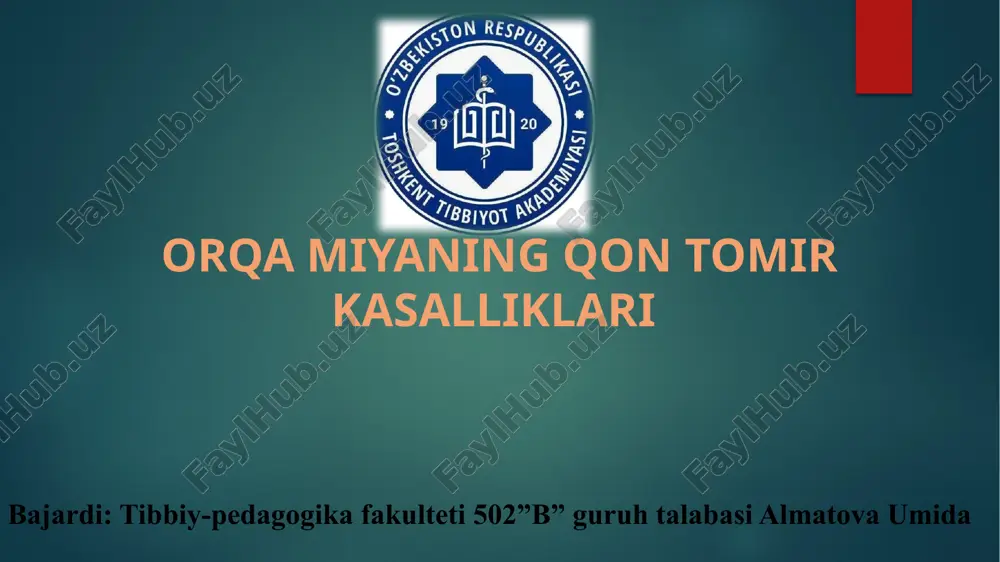 orqa miyaning qon tomir kasalliklari — PPTX