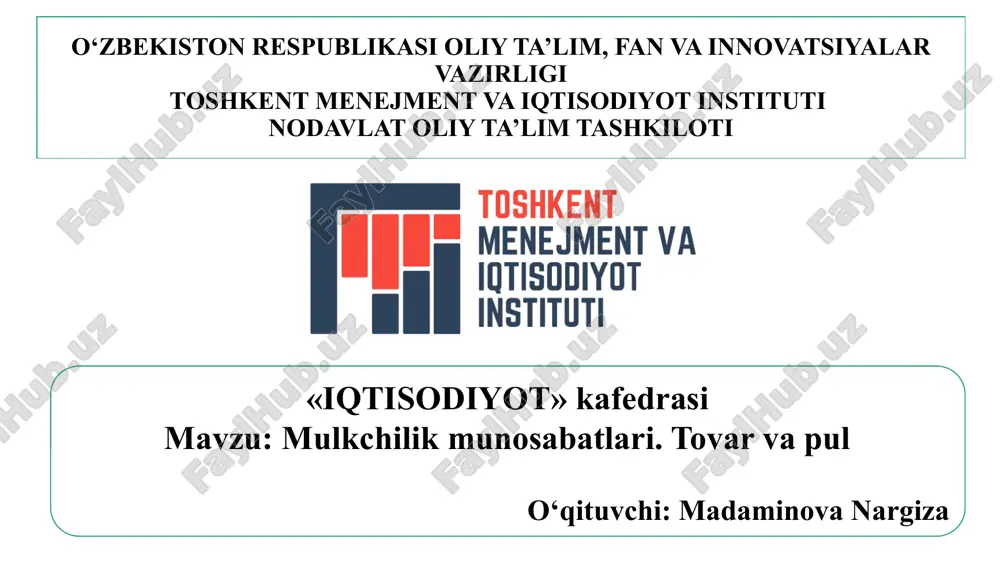 mulkchilik munosabatlari — PPTX