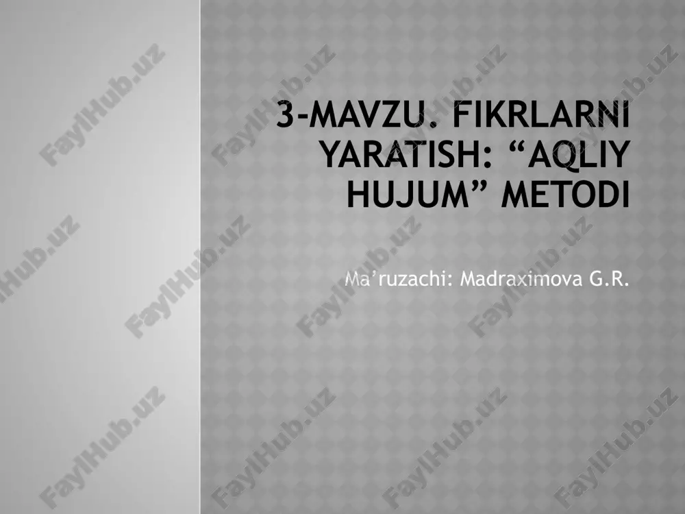 "aqliy hujum" metodi — PPTX