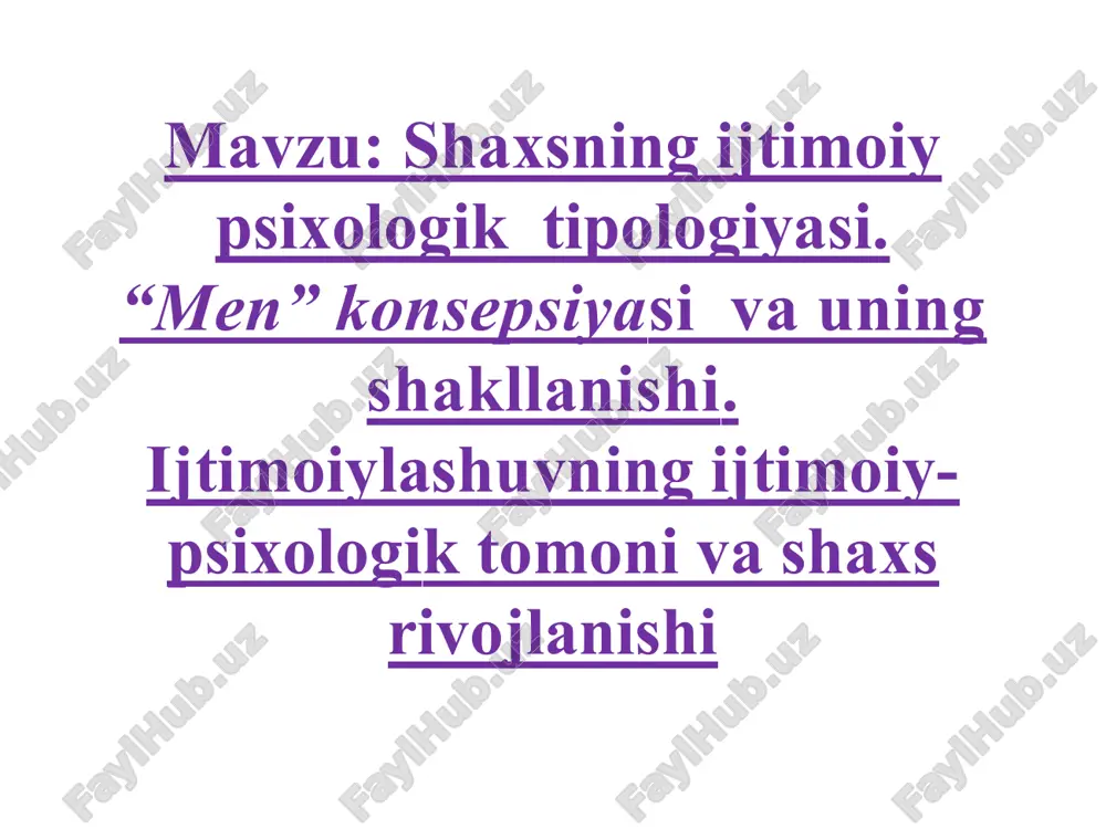 shaxsning ijtimoiy psixologik tipologiyasi — PPTX