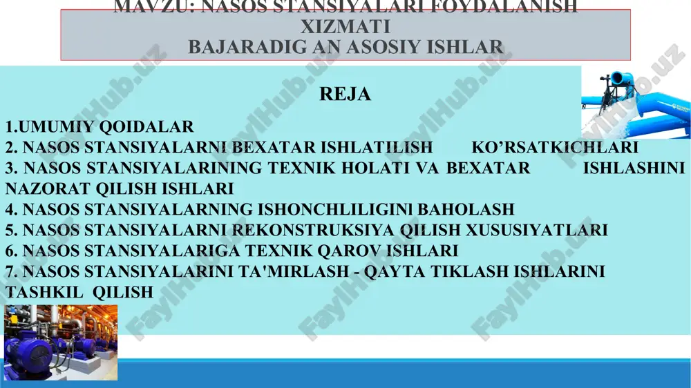 nasos stansiyalari foydalanish xizmati — PPT