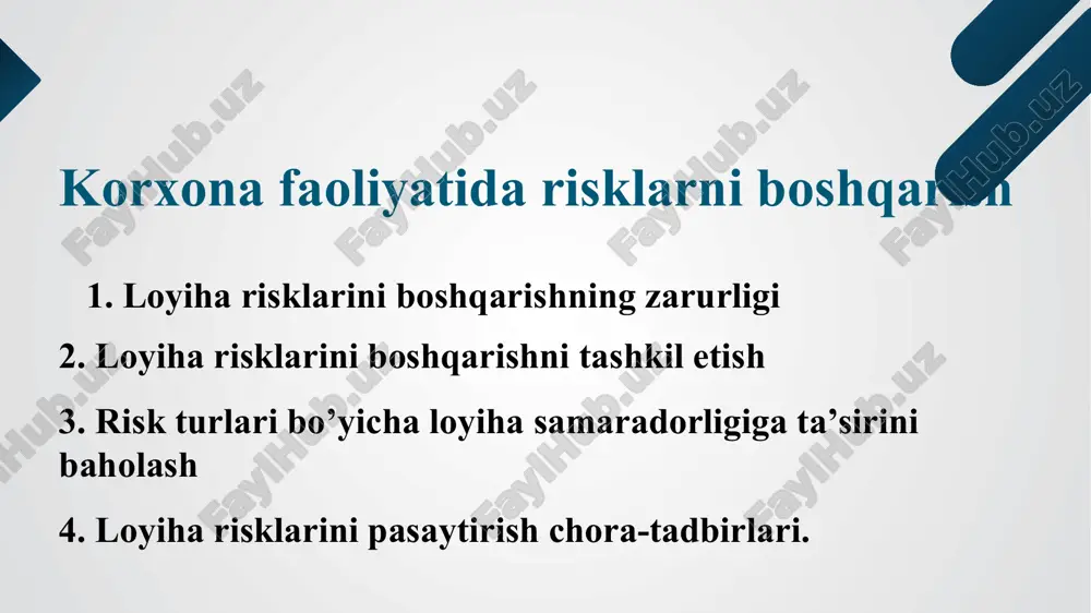 korxona faoliyati daromadlarni boshqarish — PPTX