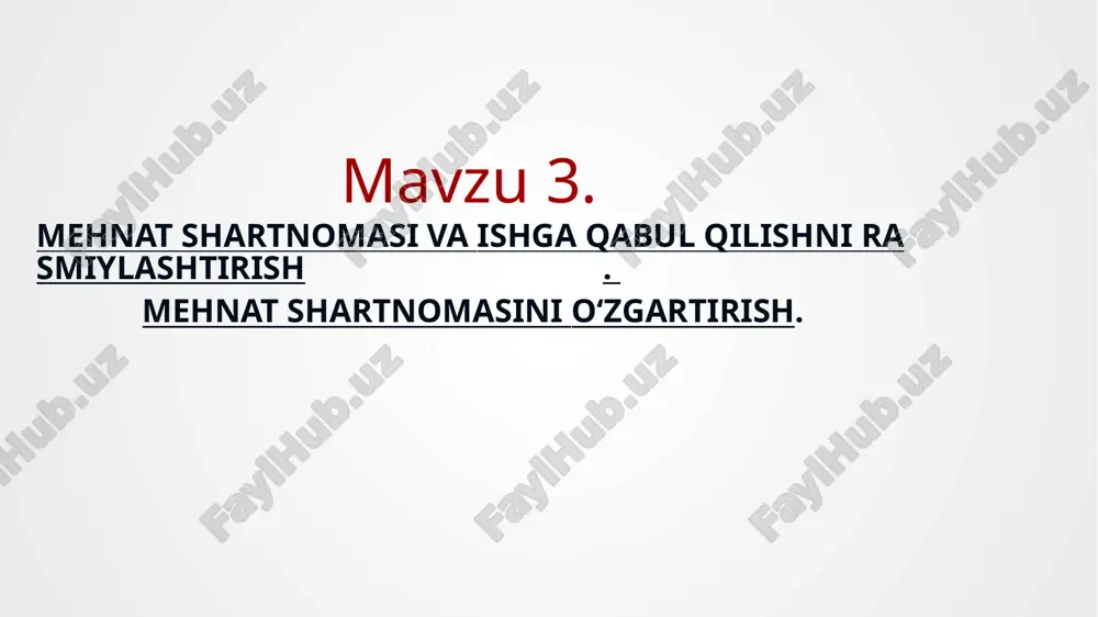 mehmatshartnomasi va ishga qabul qilishni rasmiylashtirish — PPTX
