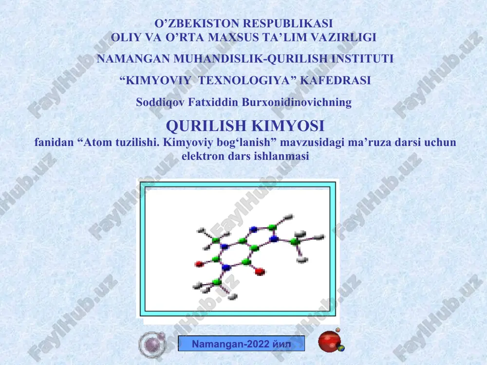 atom tuzilishi. kimyoviy bog‘lanish — PPT