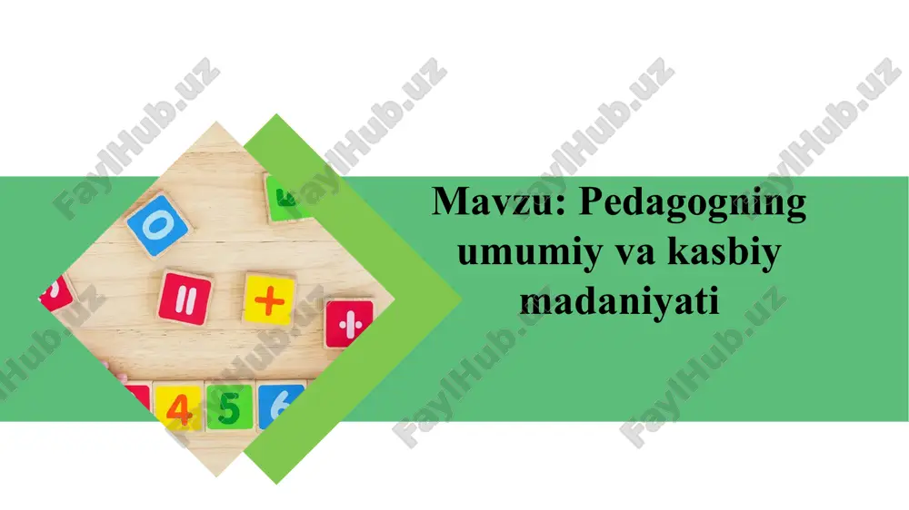 o'qituvchining kasbiy madaniyati — PPTX