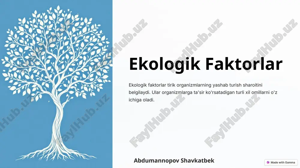 ekologik faktorlar — PPTX