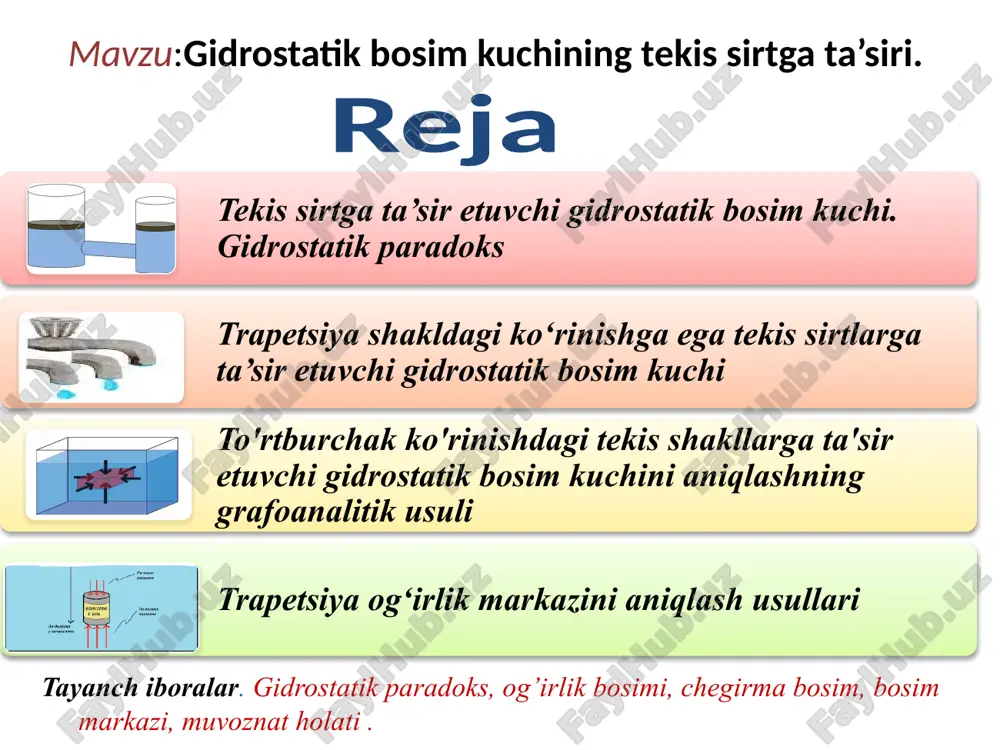 gidrostatik bosim kuchining tekis sirtga ta’siri — PPTX
