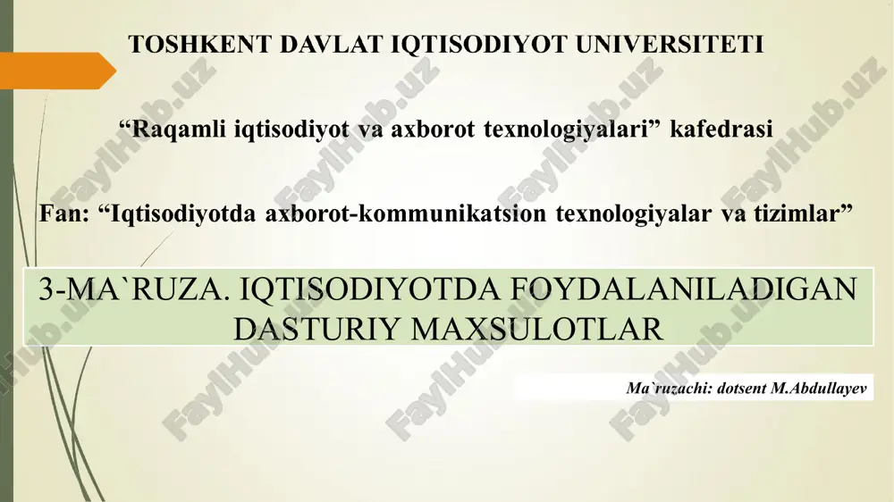 dasturiy maxsulotlar — PPT