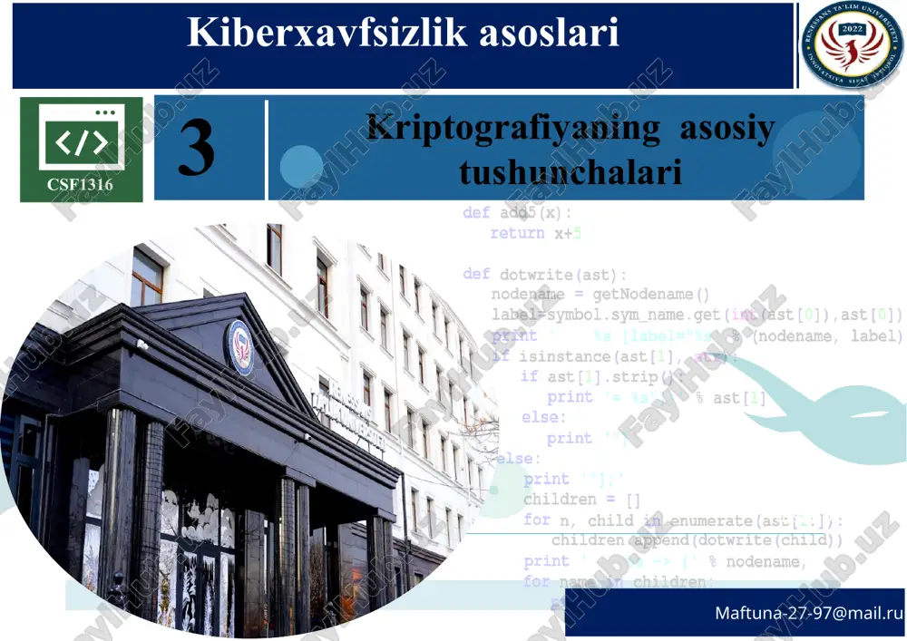 kiberxavfsizlik asoslari — PPTX