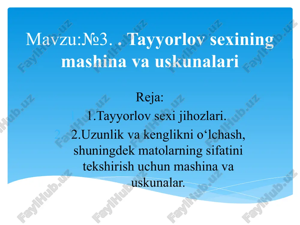 tayyorlovsexining mashinava uskunalari — PPTX