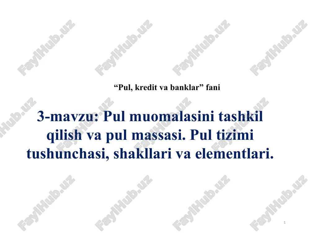 pul, kredit va banklar — PPTX