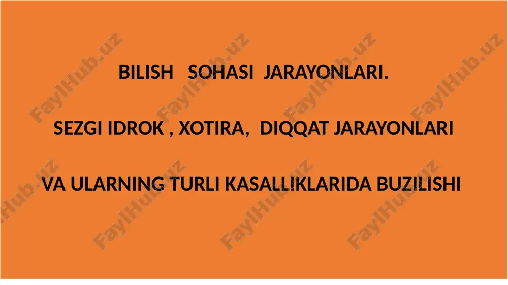 sezgi idrok va xotira patologiyasi — PPTX