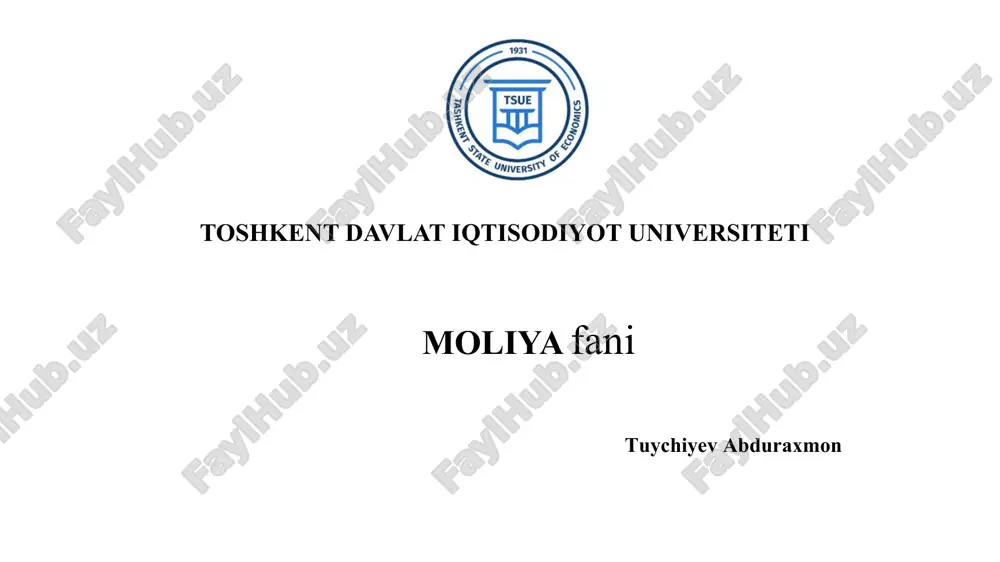moliyaviy tizim va moliyaviy oqimlar — PPTX