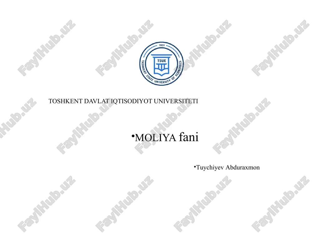 moliya bozorlari — PPTX