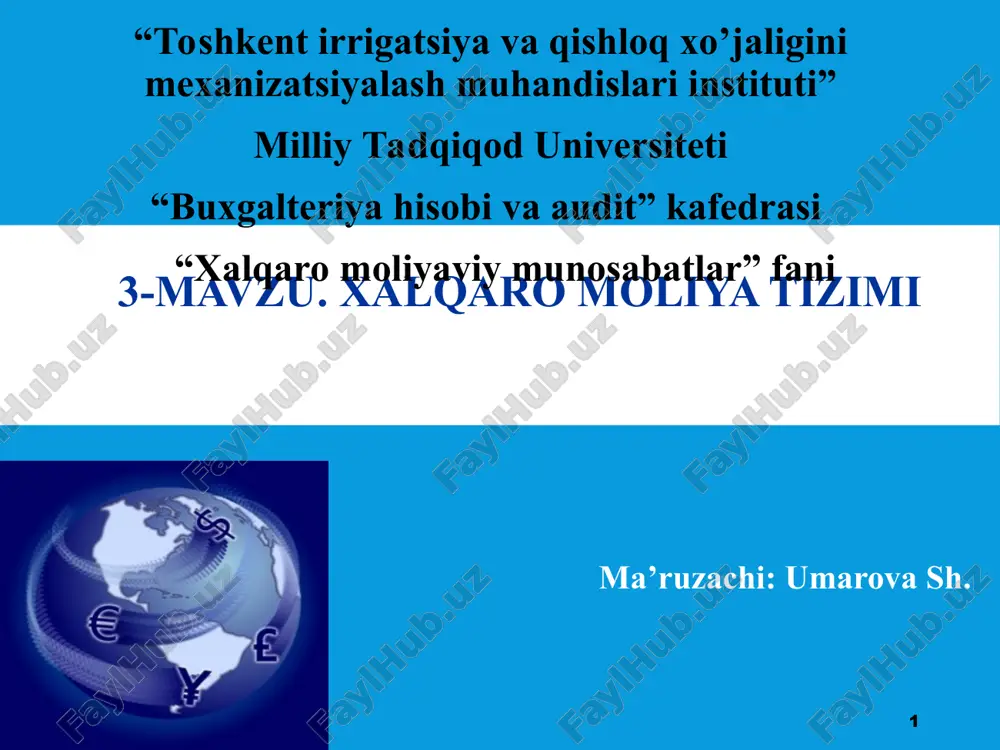 xalqaro moliya tizimi — PPT