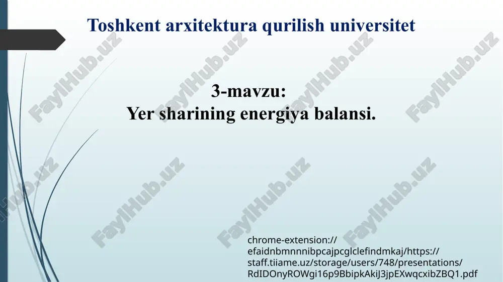 yersharining energiya balansi — PPTX