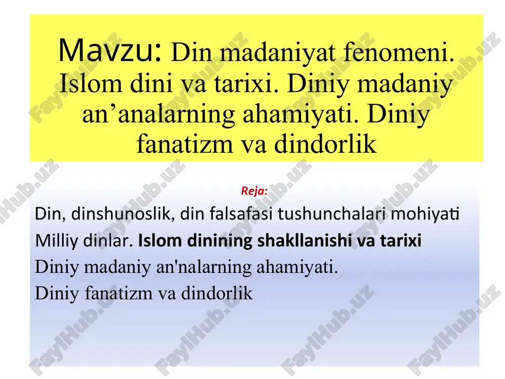 dinmadaniyat fenomeni — PPTX