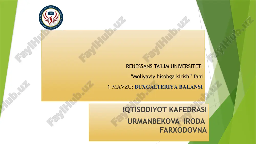 buxgalteriya balansi — PPTX