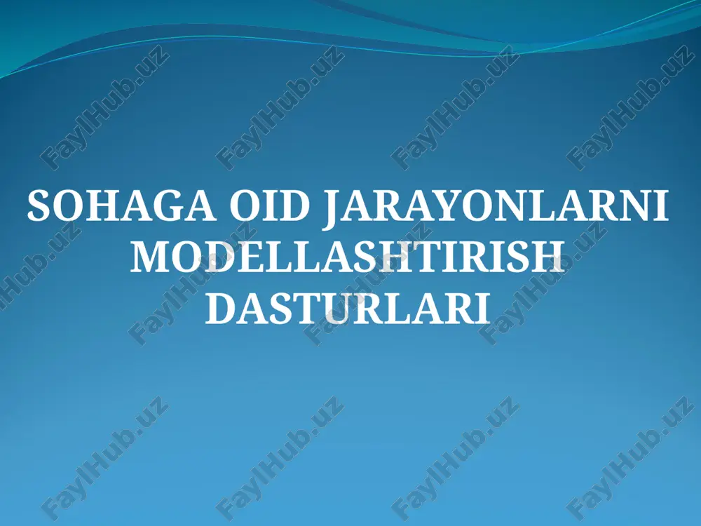 sohaga oidjarayonlarni modellashtirishdasturlari — PPTX