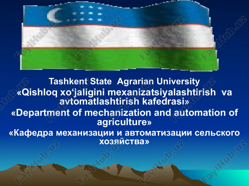 tashkent state agrarian university — PPTX