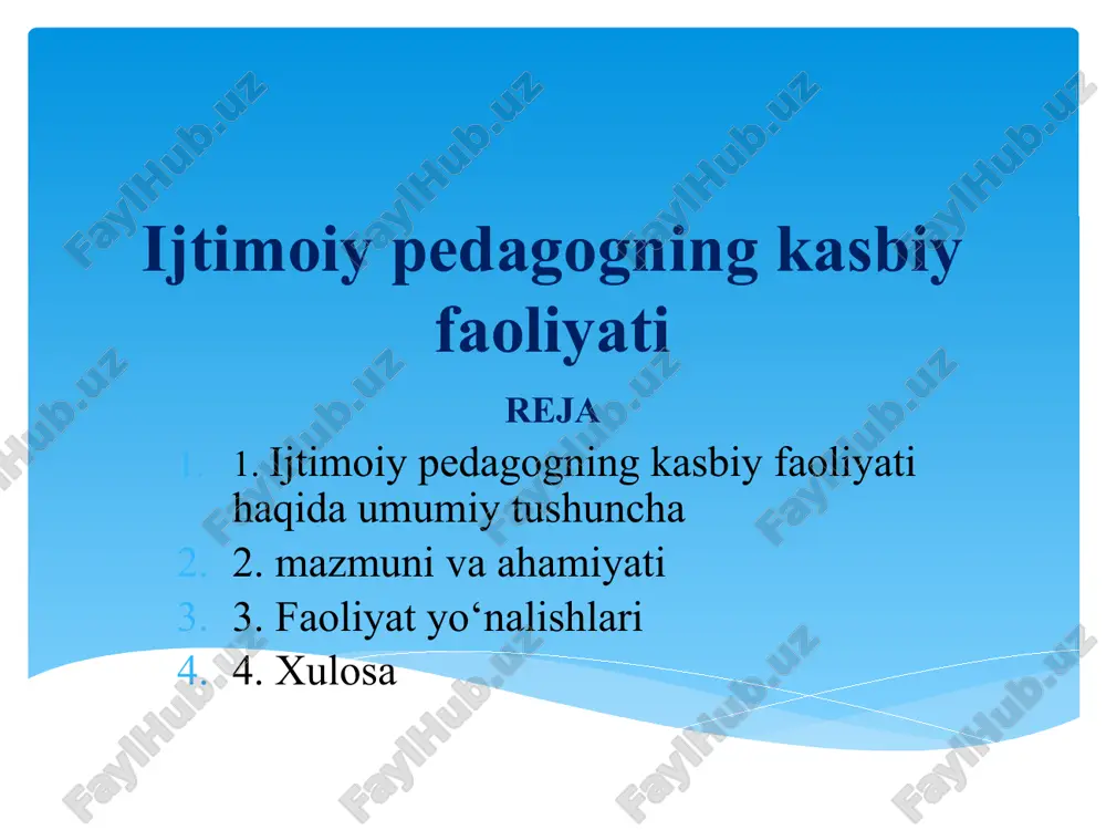 ijtimoiy pedagogning kasbiy faoliyati — PPTX
