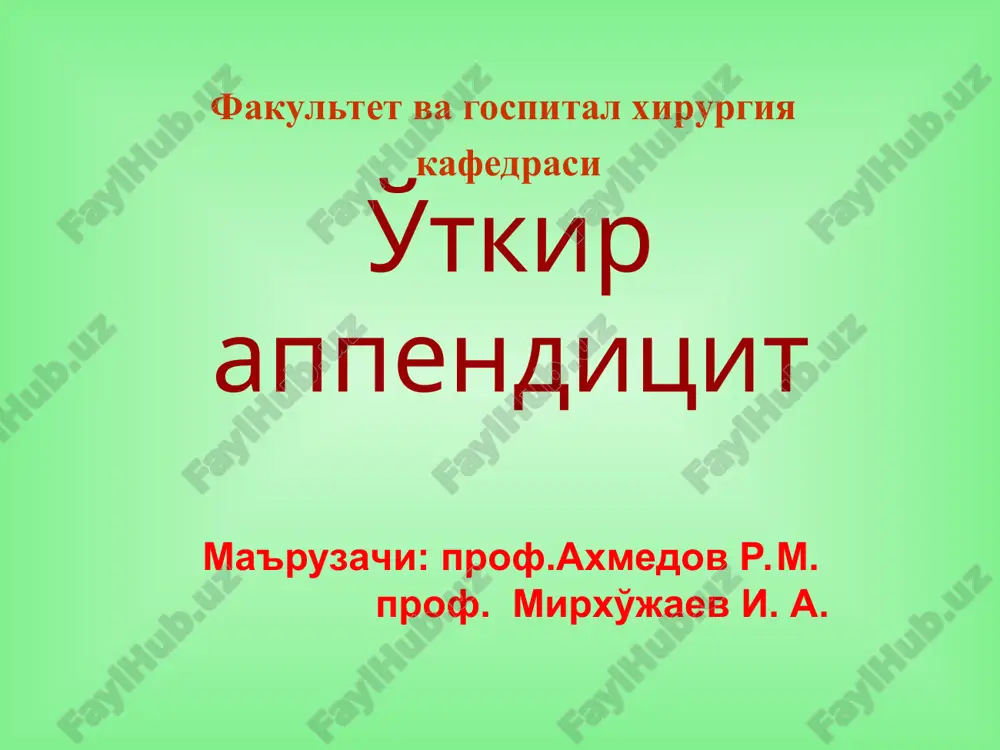 o'tkir appenditsit — PPT