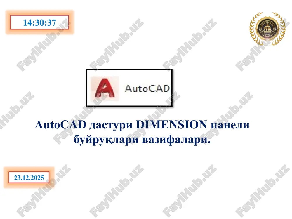 autocad dimension panieli — PPTX