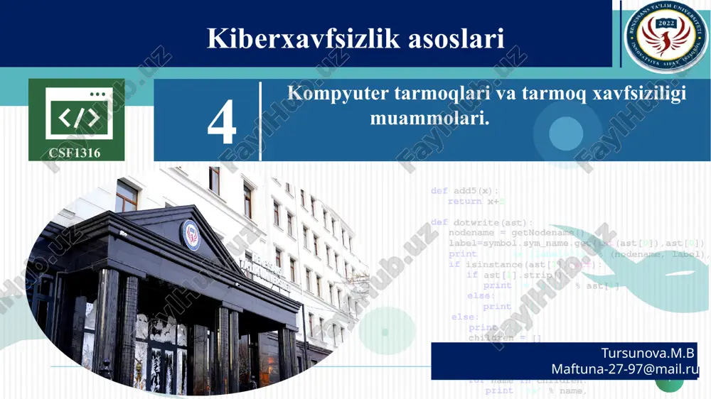 kiberxavfsizlik asoslari — PPTX