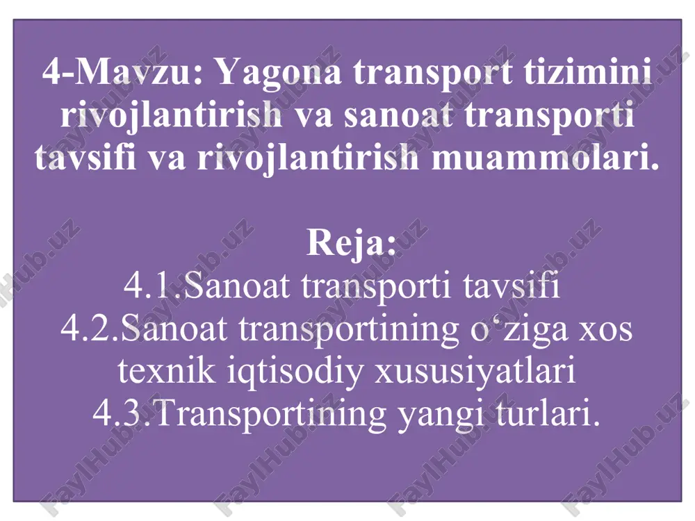 sanoat transporti tavsifi — PPTX