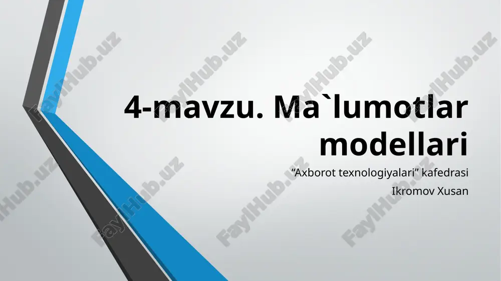 ma'lumotlar modellari — PPTX