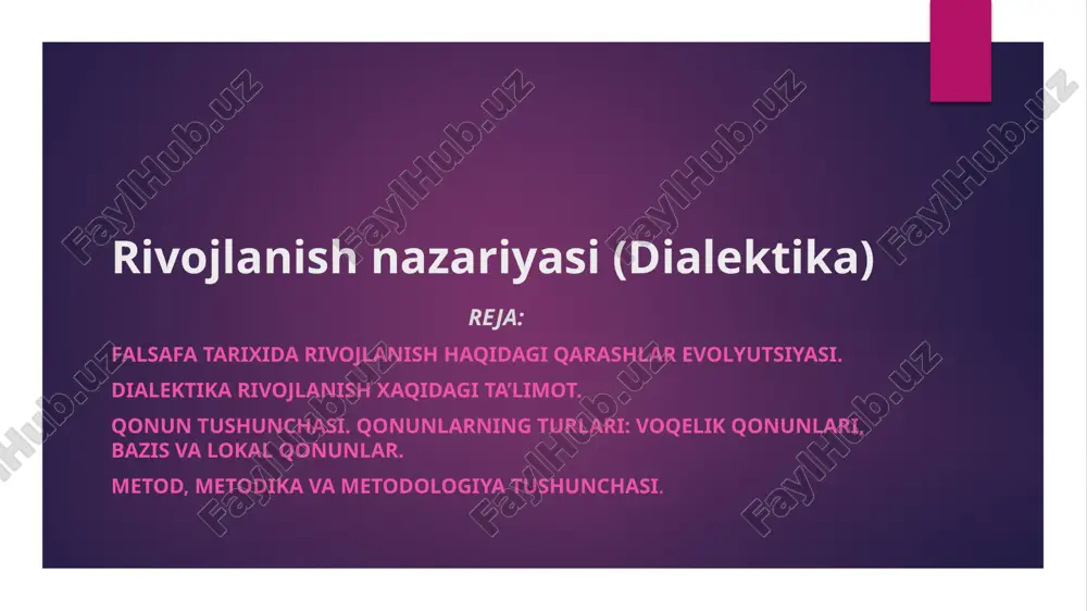 rivojlanish nazariyasi (dialektika) — PPTX
