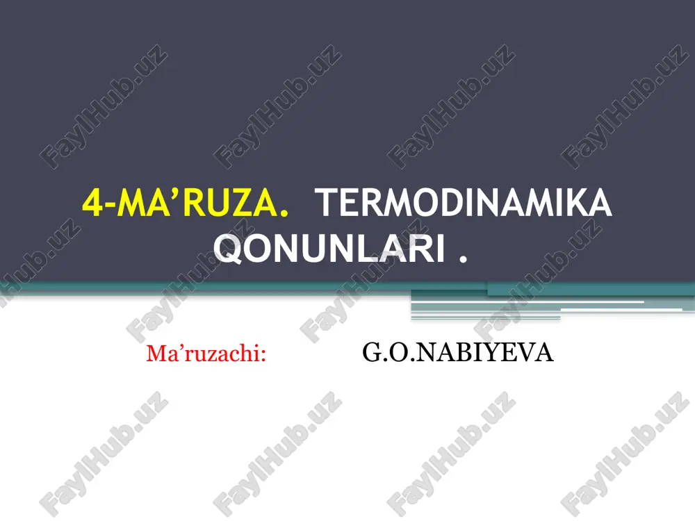 ma’ruza.termodinika qonunlari — PPTX