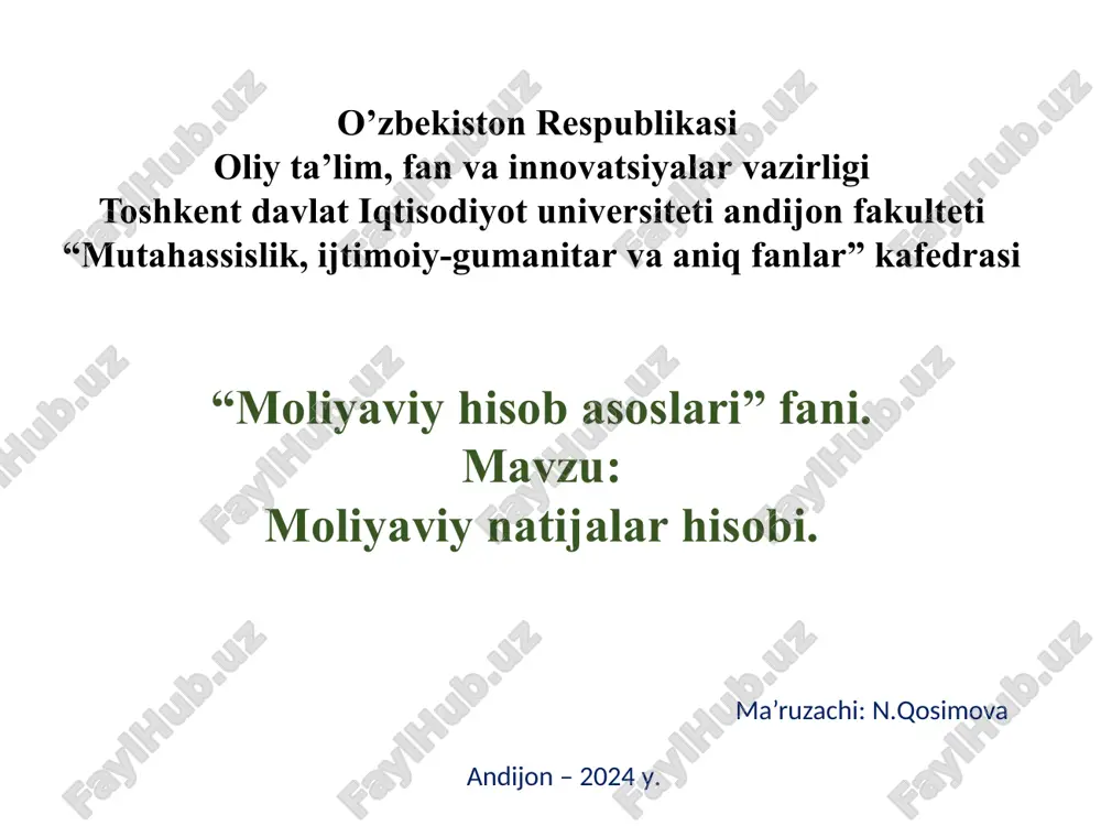 moliyaviy natijalar hisobi — PPTX