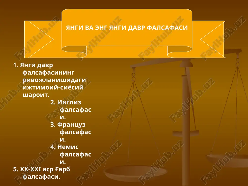 yangi va eng yangi davr falsafasi — PPT